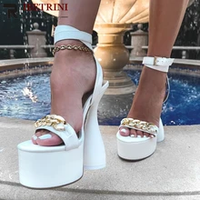 Female Sandals For Women 2021 Fashion Popualr Hot Sale Shoes Woman Statement Strange Brand Design New Platform Super High Heels