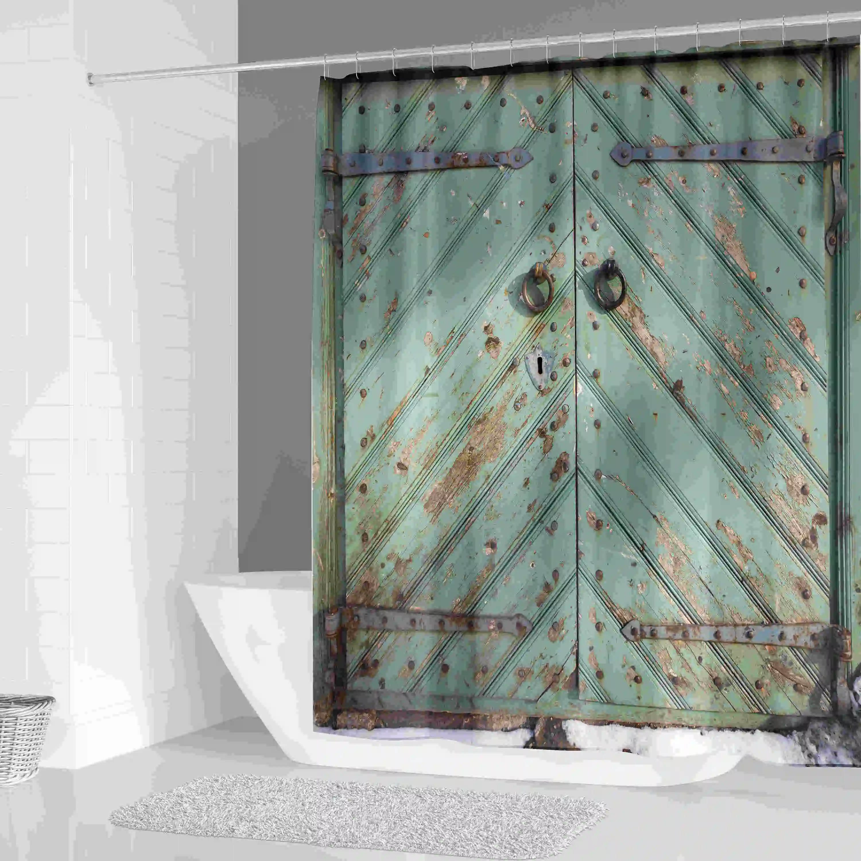 Деревянная дверь печать занавеска для душа Декор фермерский дом