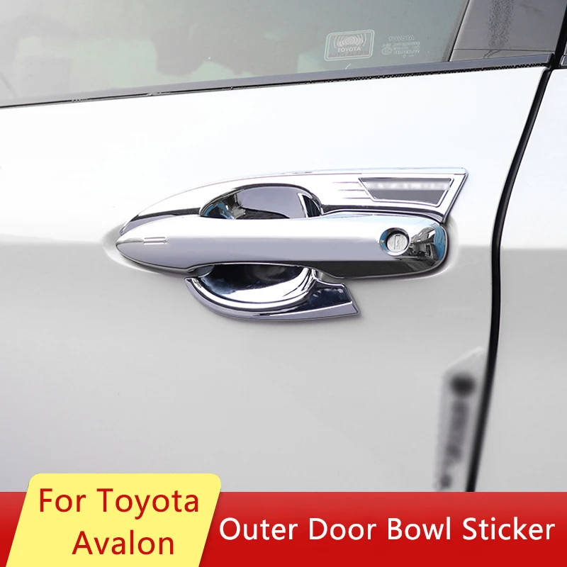 

QHCP External Door Bowl Handle Frame Cover Protection ABS Chrome Carbon Fiber Style For Toyota Avalon 2020 2021 Modify Accessory