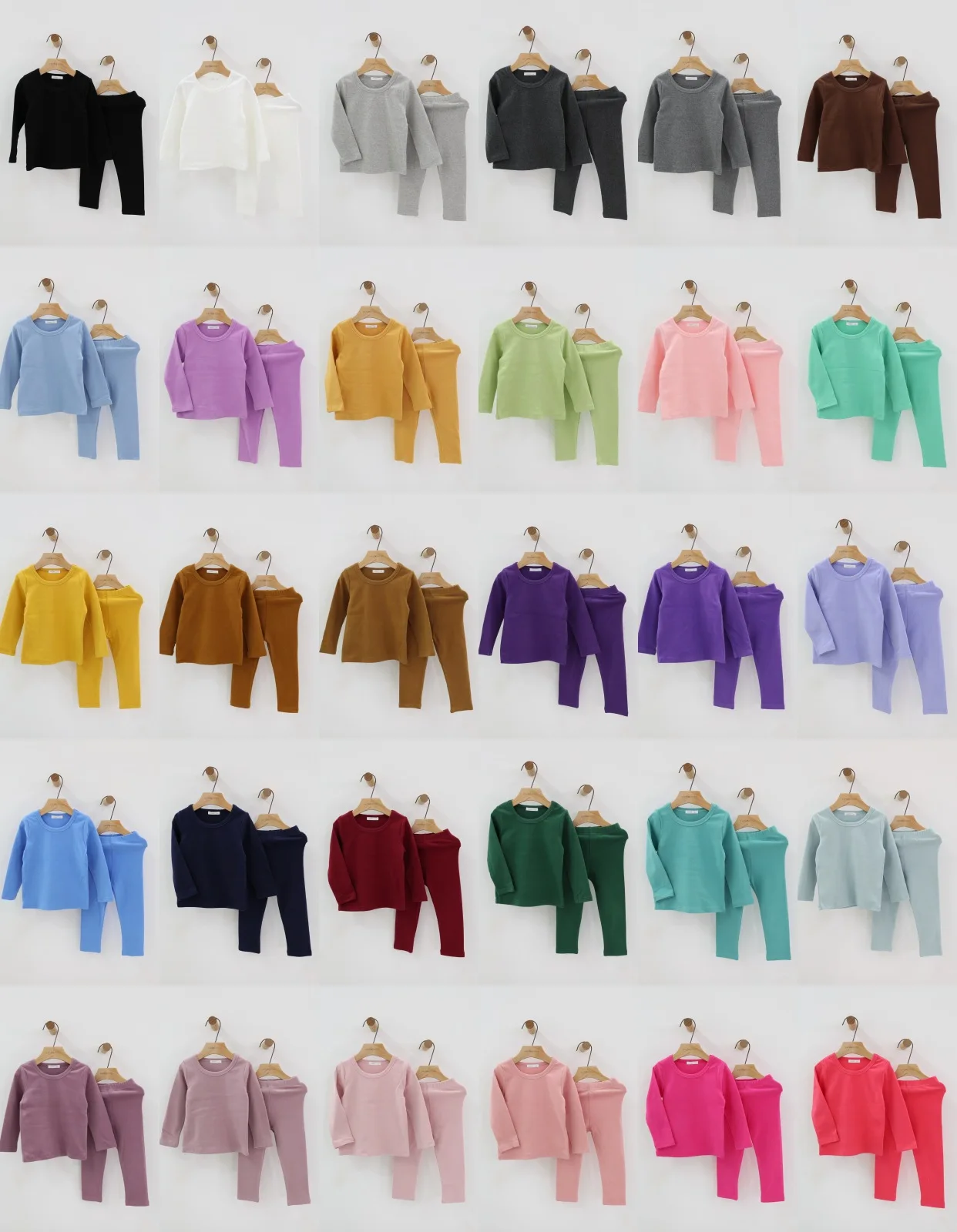 Весенне-осенний пижамный комплект для девочек новая однотонная Детская