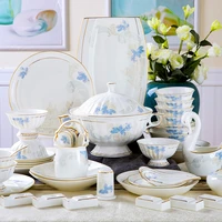 wedding guci gold bone china tableware set bowl and plate jingdezhen 60 head ceramic ware hotel bowl and plate set