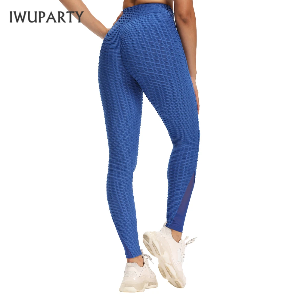 

Леггинсы IWUPARTY для йоги, женские сетчатые лоскутные брюки с высокой талией и квадратной защитой, жаккардовые женские брюки