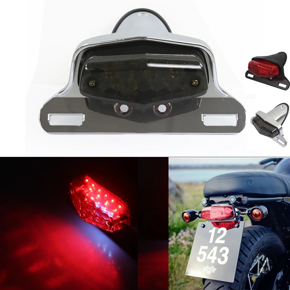 

Motorbike 12V LED Lucas Style Cafe Racer Rear Tail Brake Light License Plate Lamp For Harley Bobber Chopper DUCATI Honda Yamaha