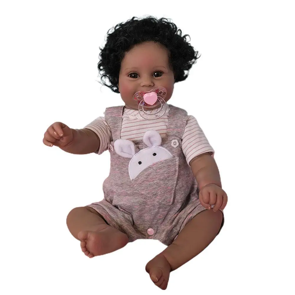 

50Cm Full Body Silicone Waterproof Maddie Doll In Dark Brown Black Skin Hand-Detailed Painting With Visible Veins