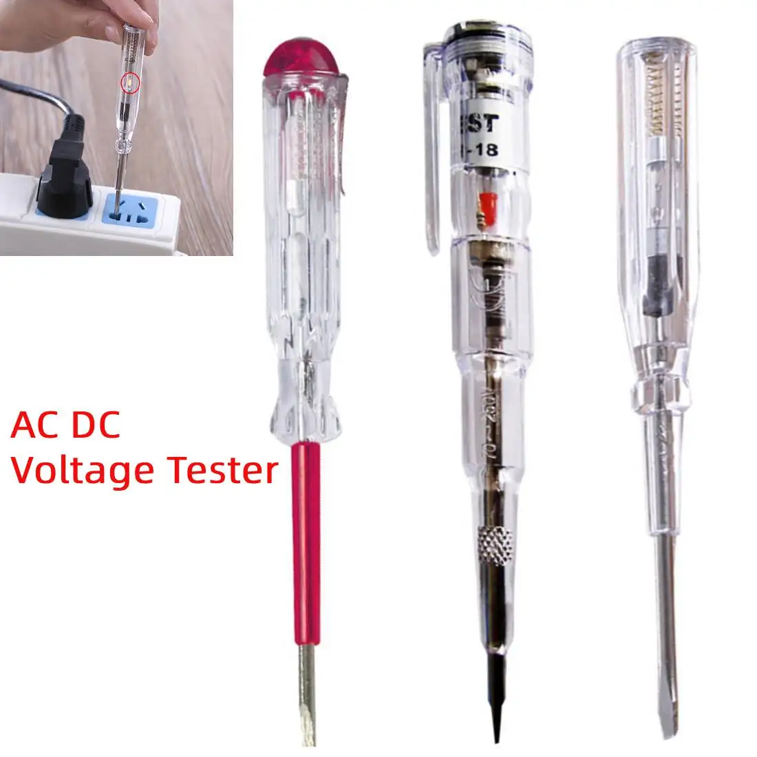 

Waterproof Induced Electric Tester Pen Screwdriver Probe Light Voltage Tester Detector AC/ DC 100-250V/100-500V/70-250V Test Pen