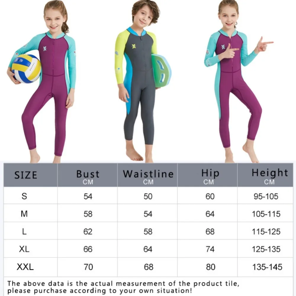 

Hot One-piece Kids Diving Suit Children Full Body Wetsuit Keep Warm Long Sleeve Uv Protection Swimwear Surfing Snorkeling Girls