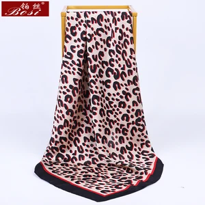 Модный Леопардовый шарф BOSI, Шелковый атласный шарф с принтом в клетку для женщин, роскошный брендовый элегантный шарф с принтом на голову, весенние квадратные шарфы