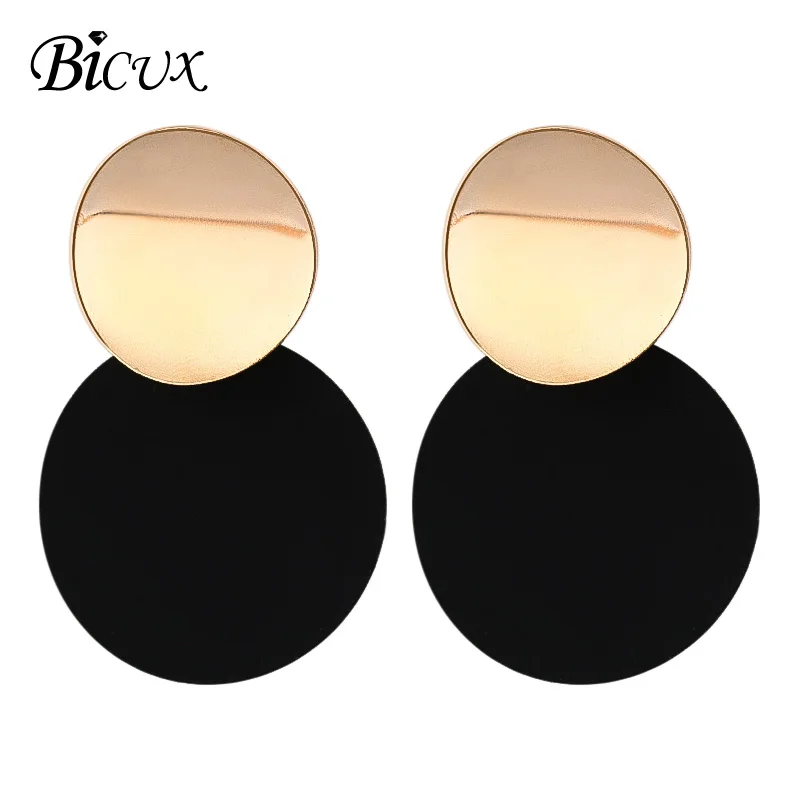 Black 8 BICUX, модные золотые Висячие серьги для женщин, массивные большие геометрические металлические серьги, Женские Висячие серьги, современные ювелирные изделия - Окраска металла: Black 8