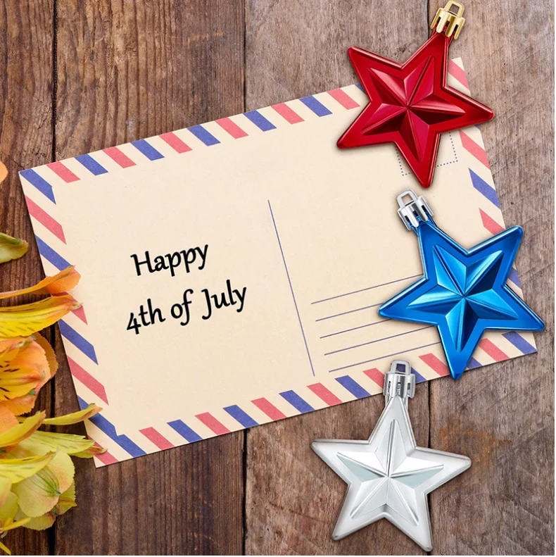 

48pcs Home Party Hanging Pendant Indoor Outdoor Patriotic Star Ornament Accessories Holiday Birthday Portable Independence Day