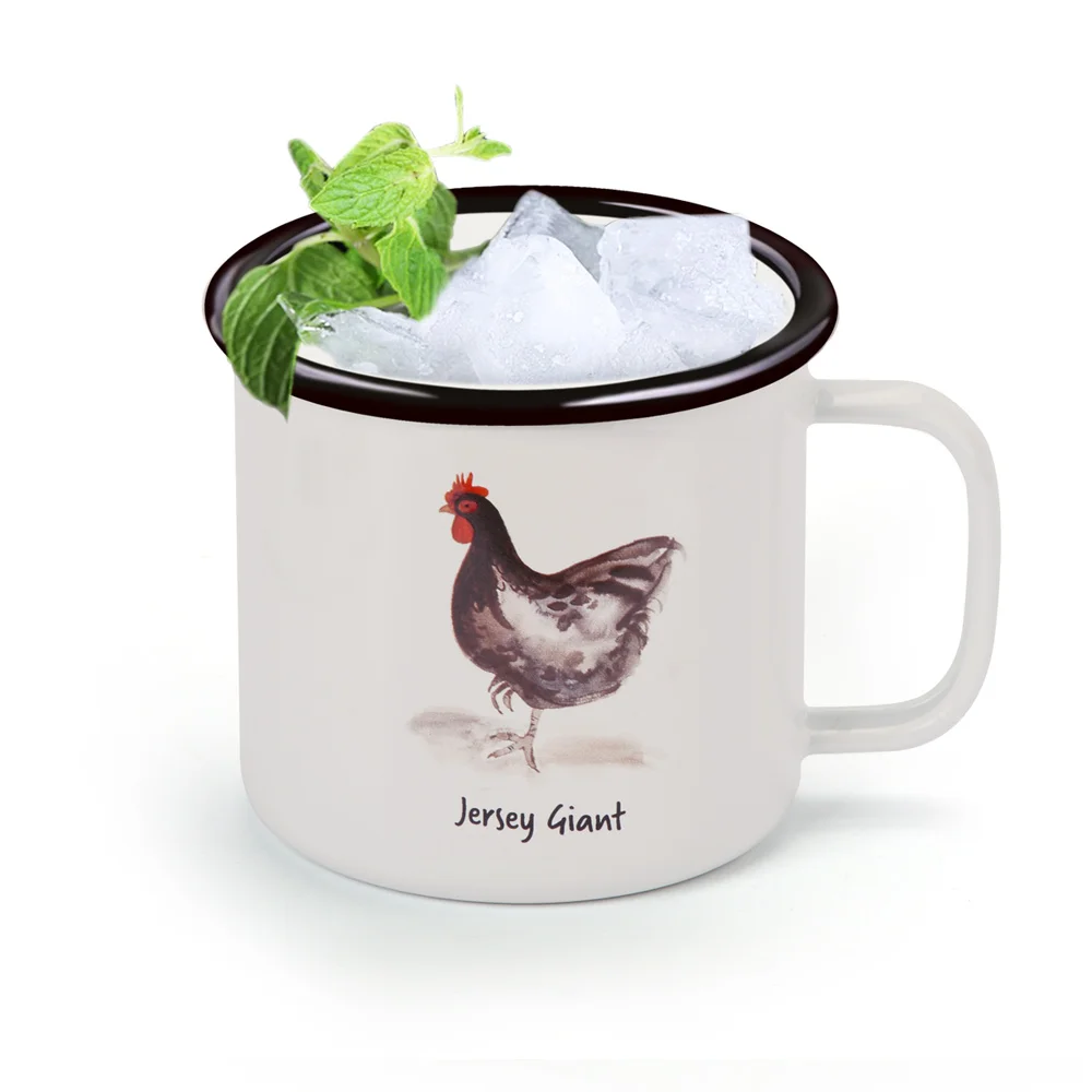 Кружка из нержавеющей стали с толстой эмалью Классический ретро узор кофейная