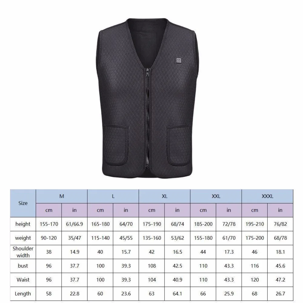 

Men Women Outdoor USB Infrared Heating Vest Jacket Winter Flexible Electric Thermal Clothing Waistcoat Fishing Hiking