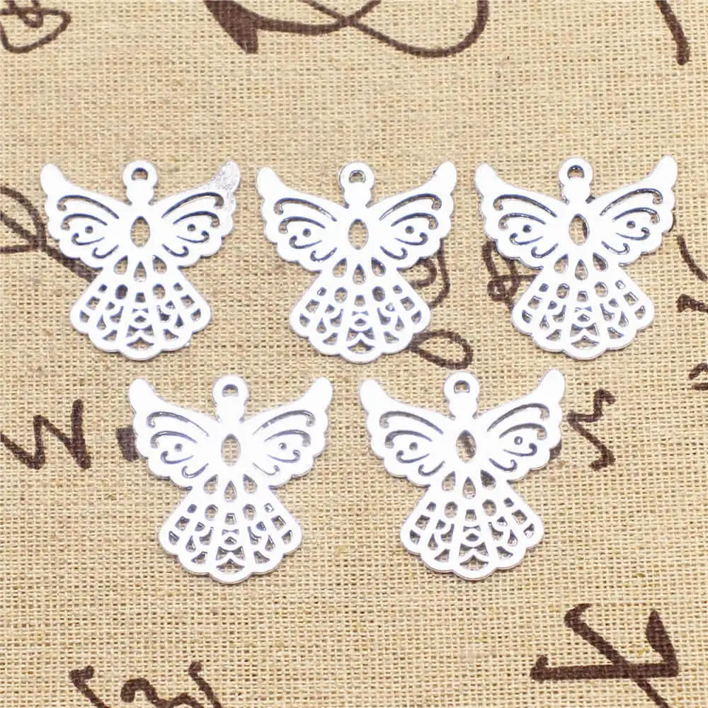 

Angel Charms Supplies For Jewelry Making Kit Antique Silver Color 10pcs 28x27mm