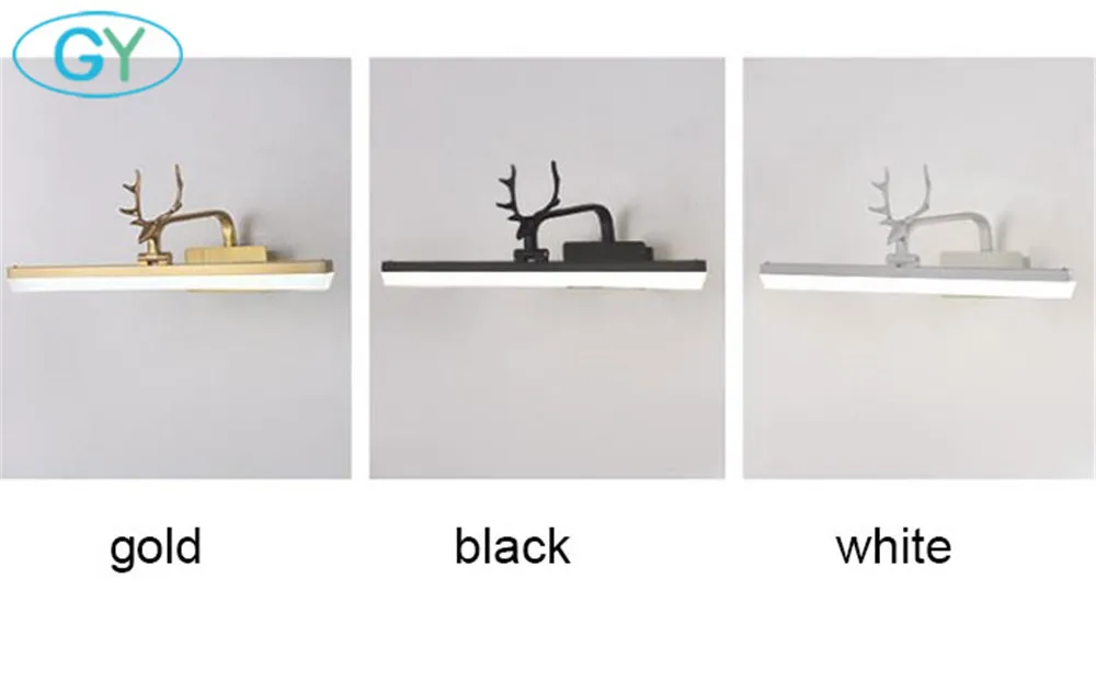 Американский стиль Золотой Черный Белый настенный светильник для ванной комнаты