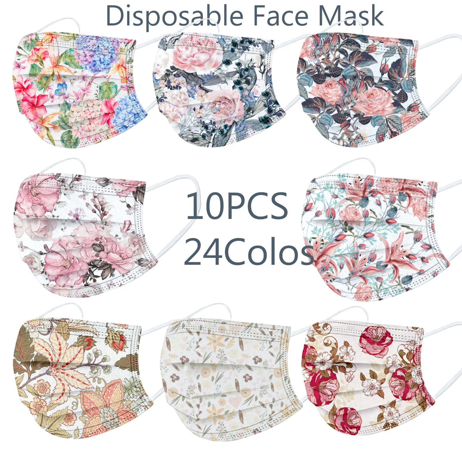 Маска для лица взрослых 24 стиля маски 10 шт. трехслойная дышащая Пылезащитная