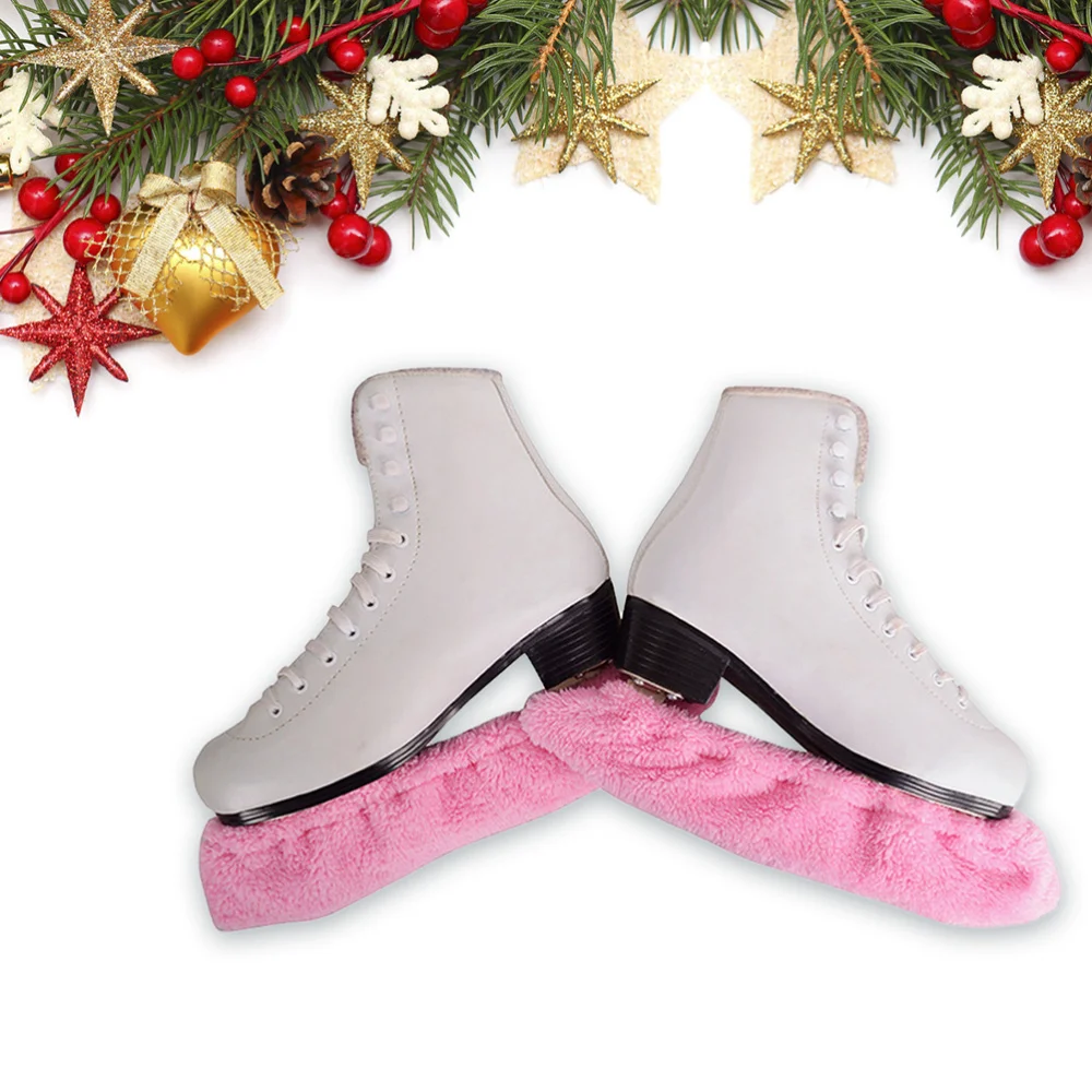 

2 Pairs of Elastic Skating Cover Plush Shoes Cover Durable Ice Skating Hockey Skates Cover Skating Shoe Accessory- Size XL