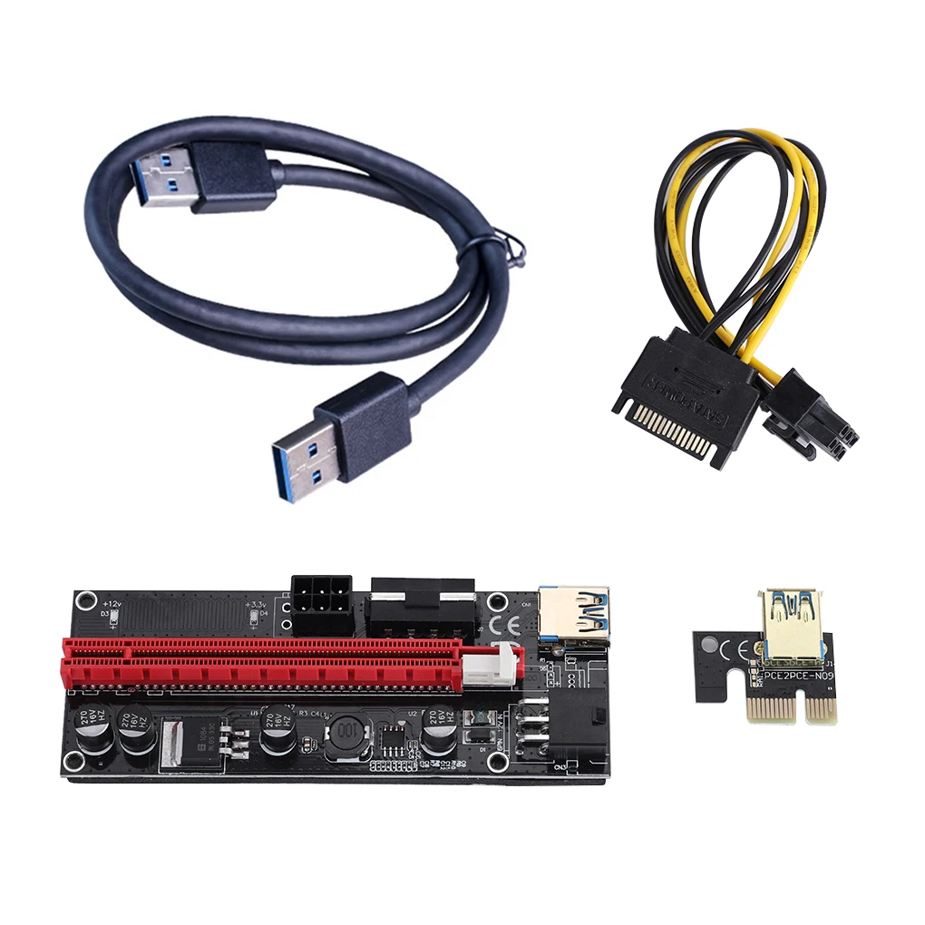 

Dual LED VER009S PCI-E Riser Card 009S PCI Express 1X to 16X Extender 60cm USB 3.0 Cable for Bitcoin Miner Mining