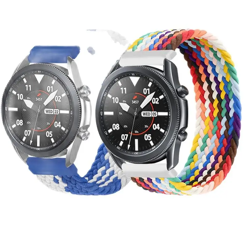 

20mm 22mm Braided Solo Loop Band for Samsung Galaxy watch 3 46mm 42mm active 2 40mm 44mm Gear S3 bracelet Huawei GT2 Pro strap