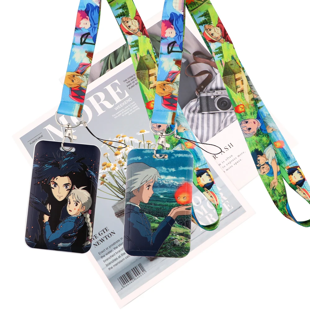 

JY160 Cartoon Cute Castle Card Holder ID Holder Student Hanging Neck Bus Card Holder Staff Card With Lanyard
