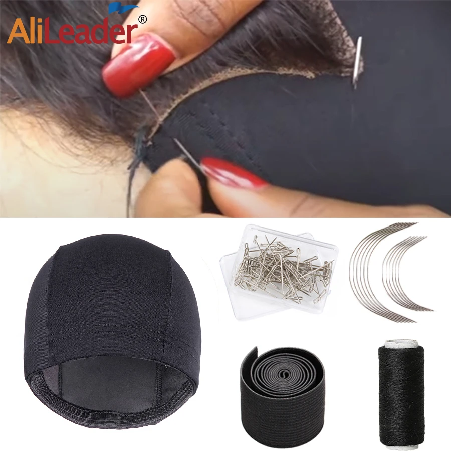 

Alileader Wig Elastic Band Black Beige Mesh Dome Weaving Cap With Wig Sewing Weave Thread And Needle For Making Wig Accessories