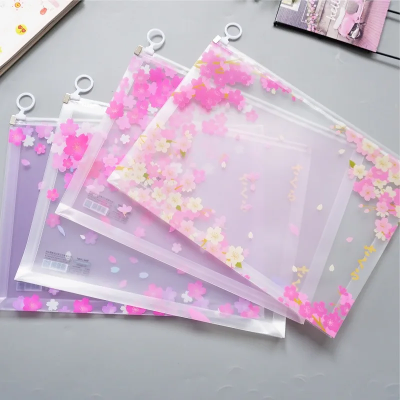 Cherry Blossom серия A4 прозрачная абразивная Сумка-файл для документов, сумка, папка, канцелярские принадлежности