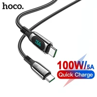 hoco 100w usb c to type c pd cable for samsung a51 s20 s21 ultra led digital display fast charging cable for macbook ipad tablet