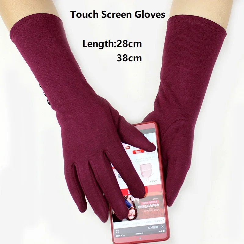 

Winter Women Knitted Gloves Touch Screen Gloves 28cm Long Knit Mittens Of Cotton Gloves High Elastic Sleeve For Winter Autumn