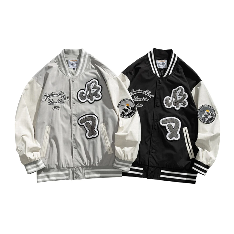 

Baseball Uniform Loose Collage Style Harajuku Men‘s Jacket Towel Embroidery Hip Hop Streetwear Coat Women's Windbreaker Clothing