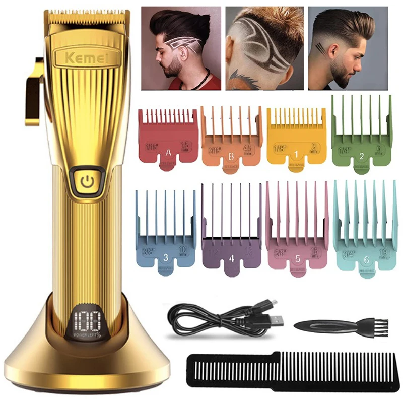 Professional lithium ion electric hair clipper for men barber shop rechargeable hair trimmer powerful beard hair cutting tool