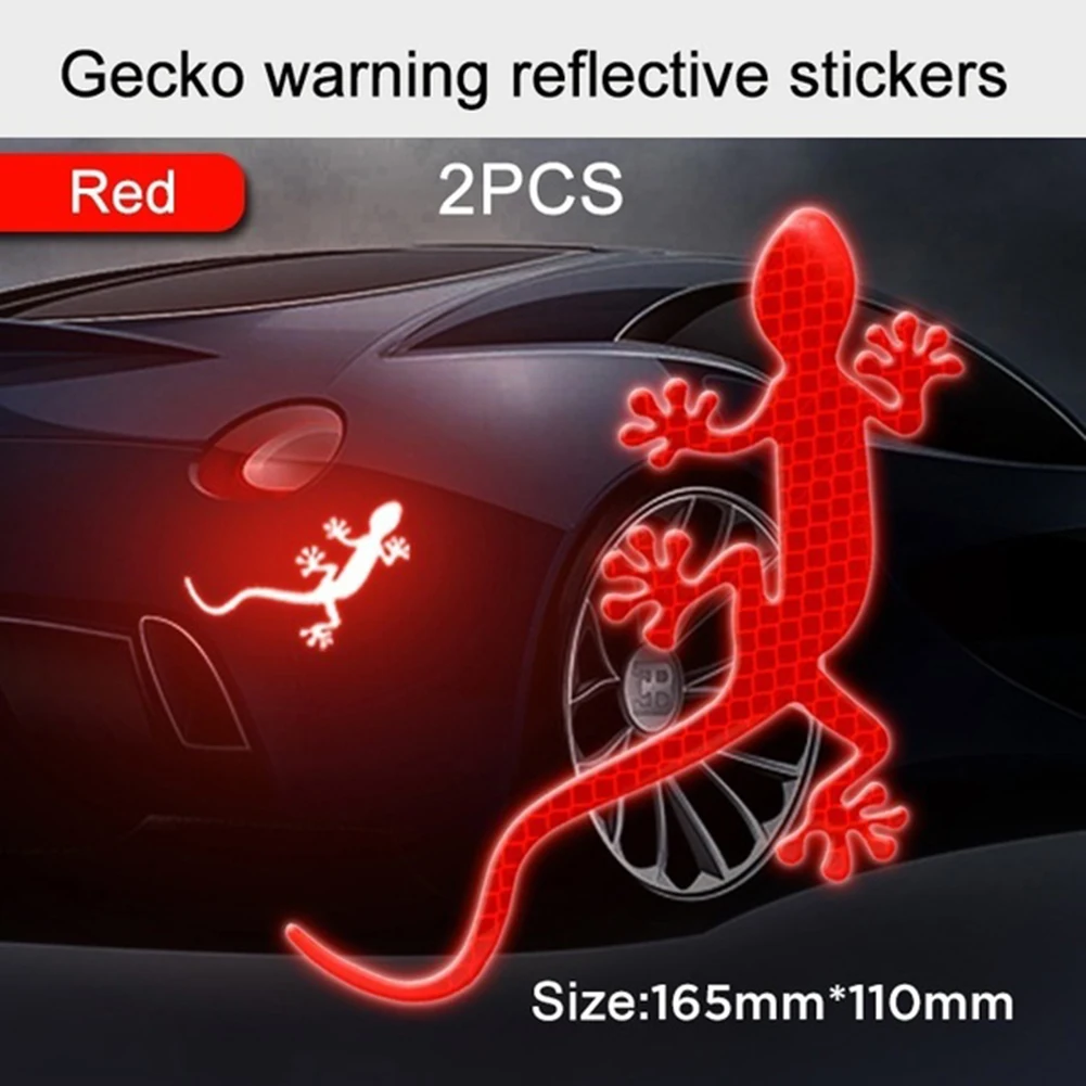 

2Pc Car Reflective Sticker Safety Warning Mark Reflective Tape Auto Exterior Gecko Reflective Strip Light Reflector Dropshipping