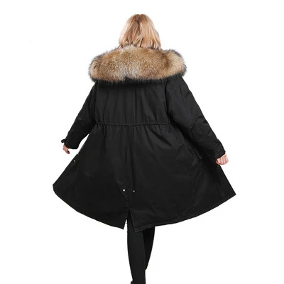 Новинка 2020 зимний теплый пуховик для женщин мех енота длинное пальто с капюшоном