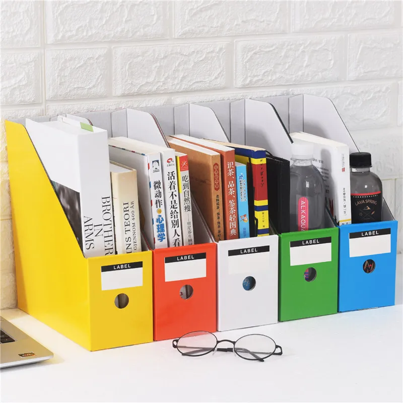 Organizador de escritorio plegable para oficina, caja de almacenamiento de documentos, papelería escolar, soporte para archivos y libros de colores, 5 uds.