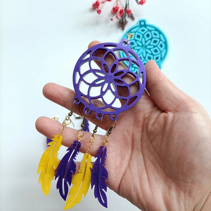 

Dreamcatcher Epoxy Resin Mold Sunflower Flower Silicone Mold Creative Homemade Dreamcatcher DIY Crafts Home Bedside Decoration