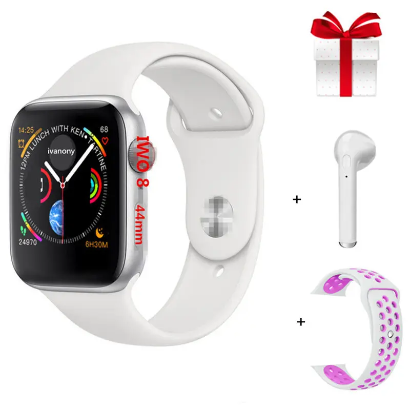 E Bluetooth Смарт Браслет для проверки сердечного ритма 8 1:1 SmartWatch 44 мм чехол для Apple iOS Android телефон сердечного ритма ЭКГ-шагомер PK IWO 6 7 IWO Lite - Цвет: E