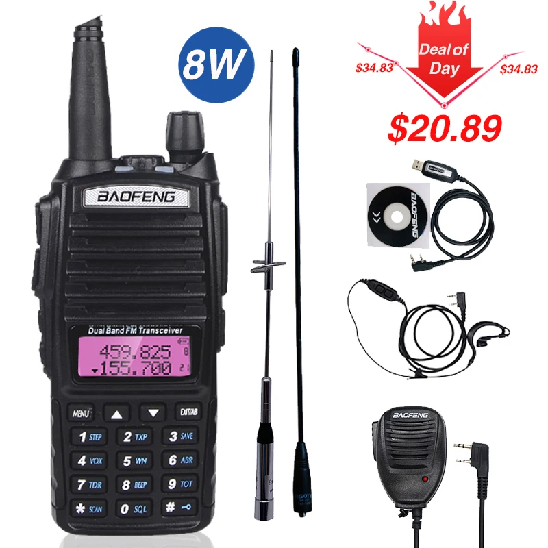 Портативная рация BAOFENG UV 82 VHF/UHF макс. диапазон 10 км 2800 мАч|Рации| |