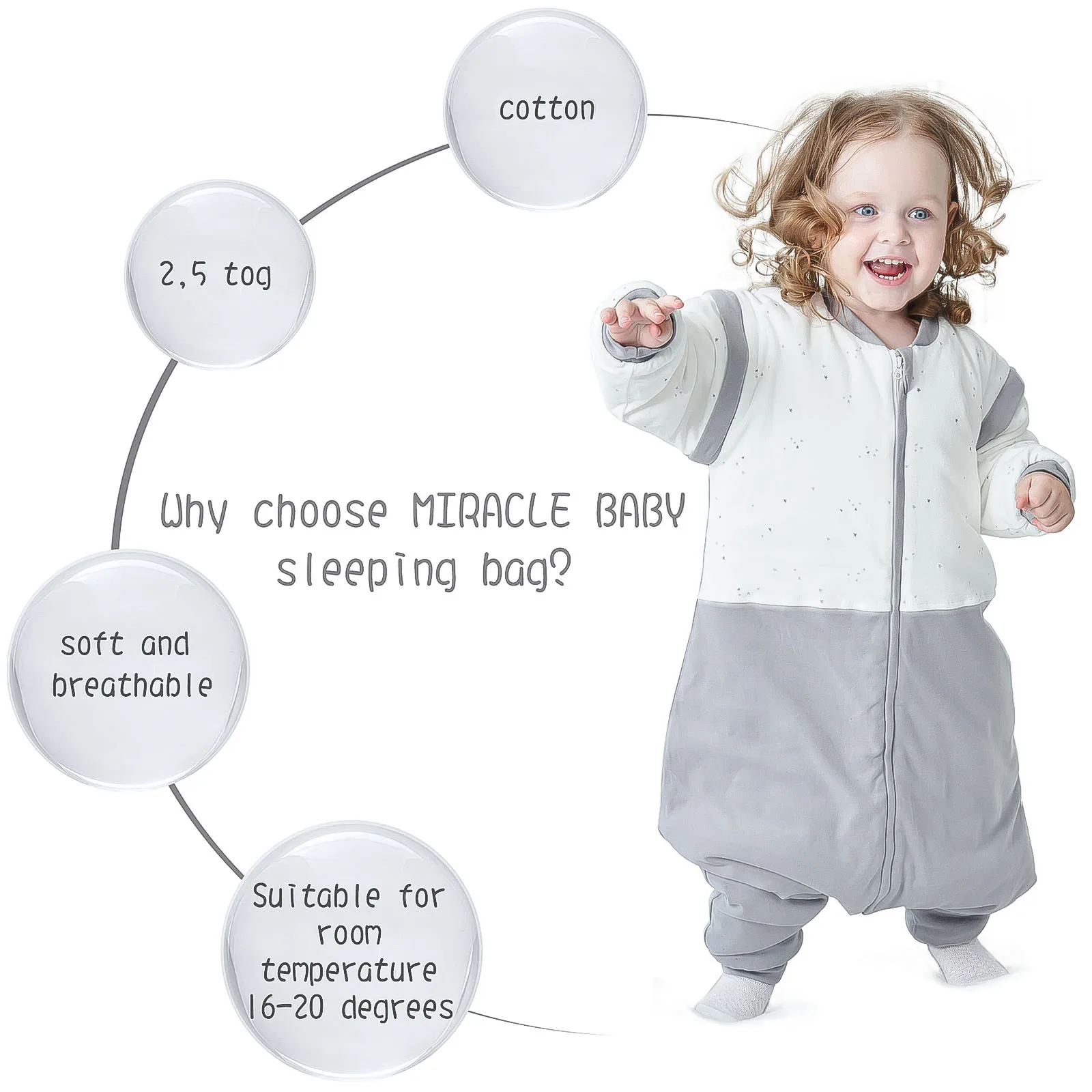 

Baby Cotton Sleeping Bag Cartoon Sleeping Bag Detachable Kids Pajamas Comfortable Toddler Sleepsack Soft Split Leg Sleepwear