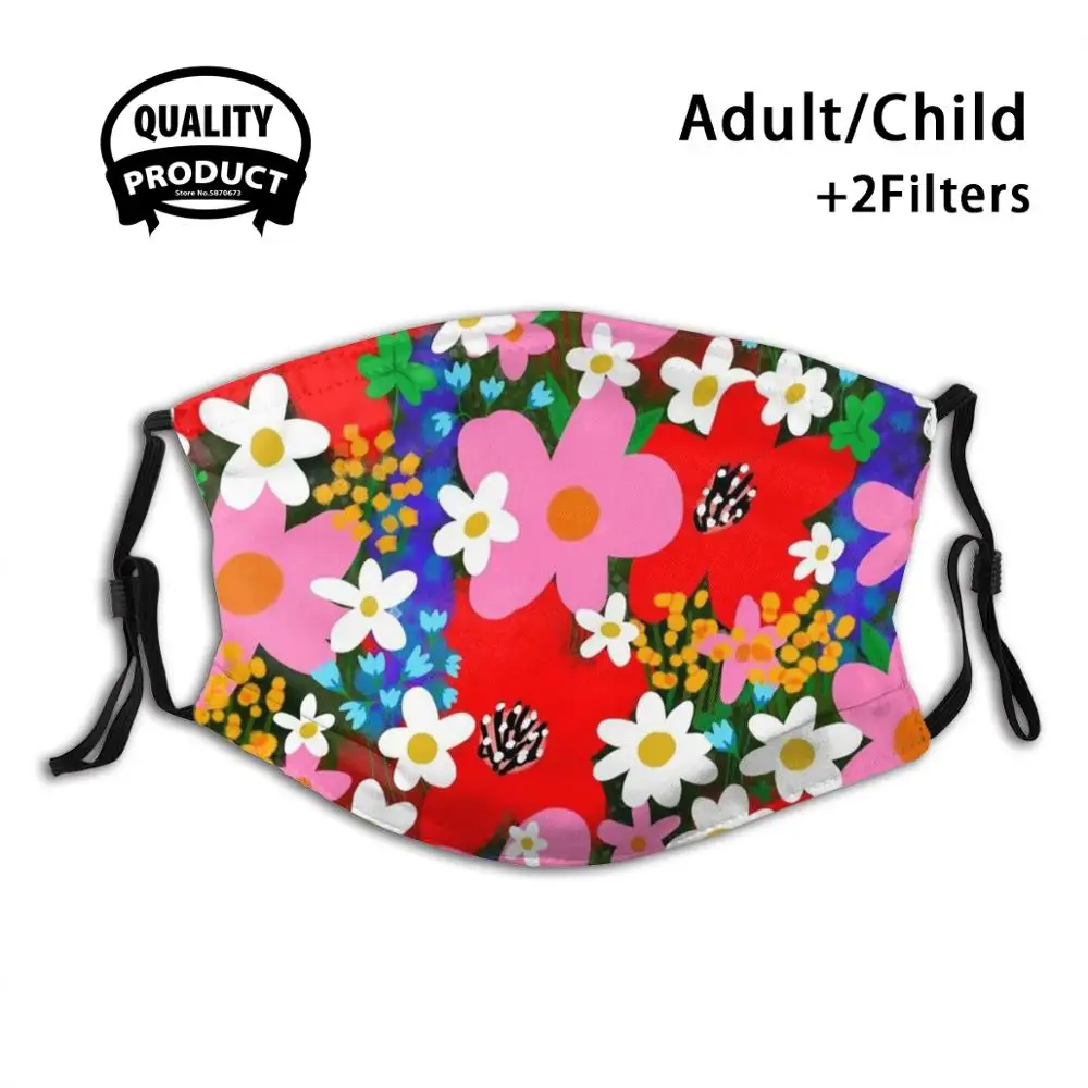 

Цветочная сила! Многоразовая маска для рта с фильтром крутые кавайные забавные дизайнерские маски Цветочная Милая Милый узор цветочный узо...