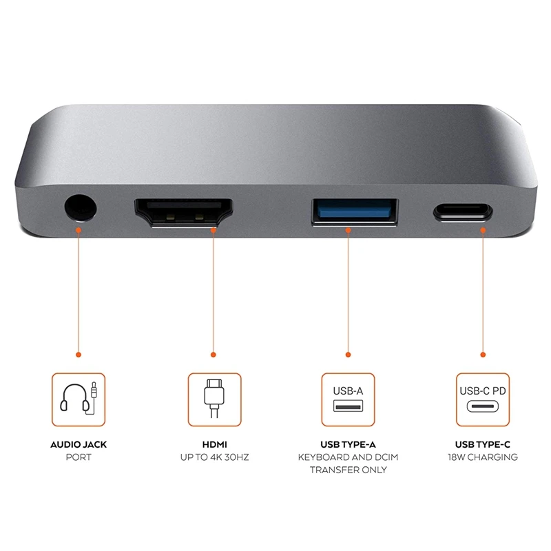 

USB Type-C To HDMI PD USB 3.0 & 3.5mm Mobile Pro Hub Adapter with USB-C PD Charging 4K Headphone Jack 2020 iPad Pro Tablet Hub