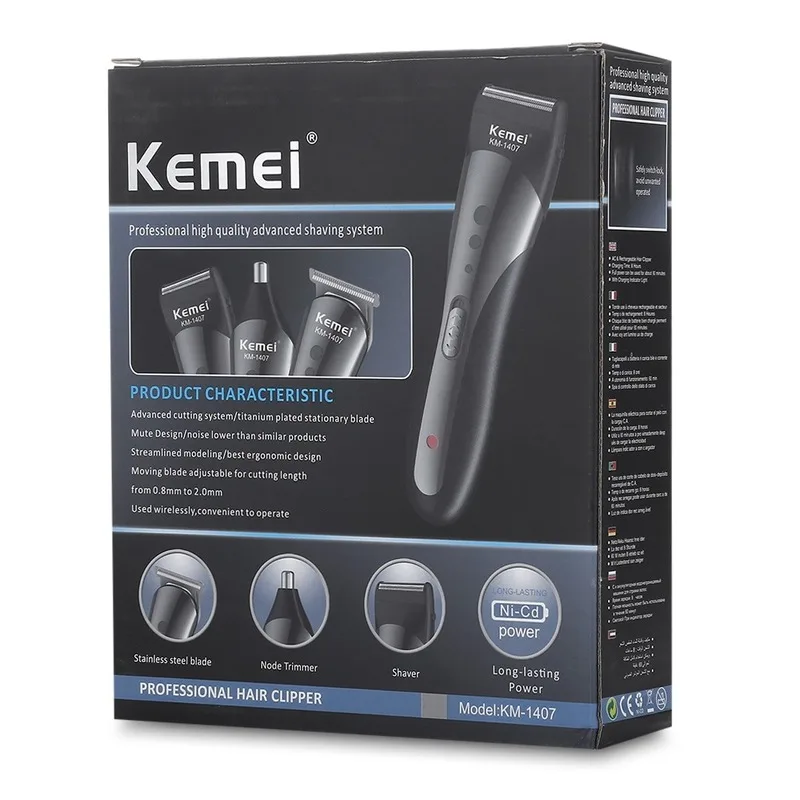 

Kemei 3 In 1 Professional High Quality Hair Clipper Trimmer Shaver Advanged Shaving System Hair Cutting With 4 Combs