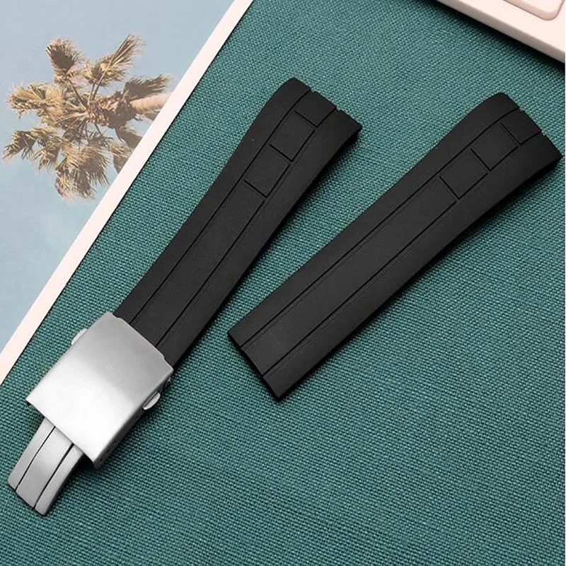 Ремешок силиконовый для часов Mido Series M005614 M005430 M005930 резиновый сменный складной