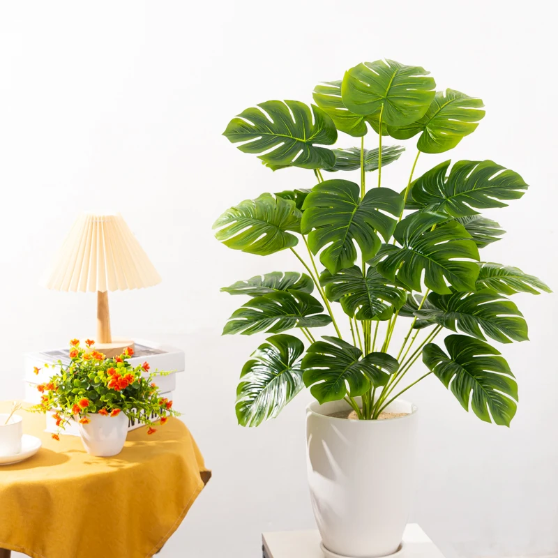 

75cm Artificial Tall Tree Tropical Large Plants Fake Monstera Branches Plastic Palm Leaves Ground Potted For Home Wedding Decor