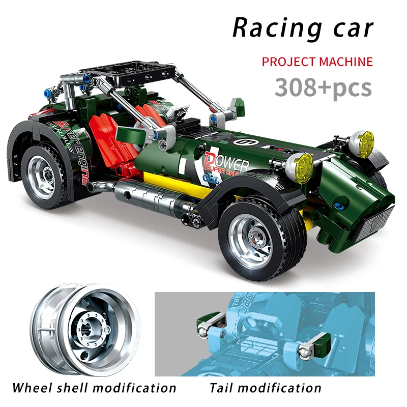 

MOC 308pcs Classic City Pull Back Sports Racing Car Building Block Model High-Tech Vehicle Kid Toy Assembled DIY Bricks Gift
