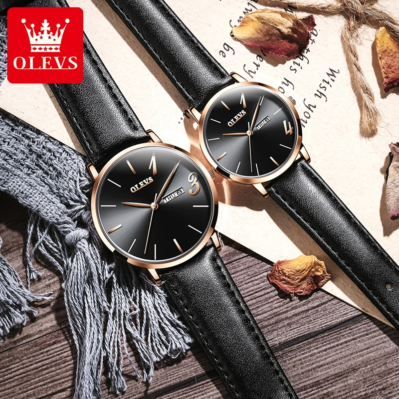 OLEVS Casual Fashion Ultra-thin Couple Quartz Watch Top Brand Luxury Rose Gold Simple Dial Mesh Strap Waterproof Watch 2863