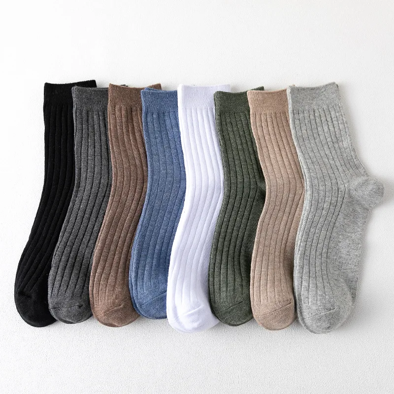 Носки мужские хлопковые впитывающие пот дышащие средней длины однотонные 5