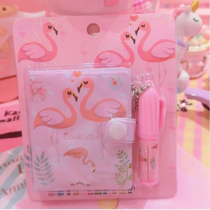 

12set Cartoon Unicorn and Flamingo design mini notebook with ball point pen Student gift wholesale