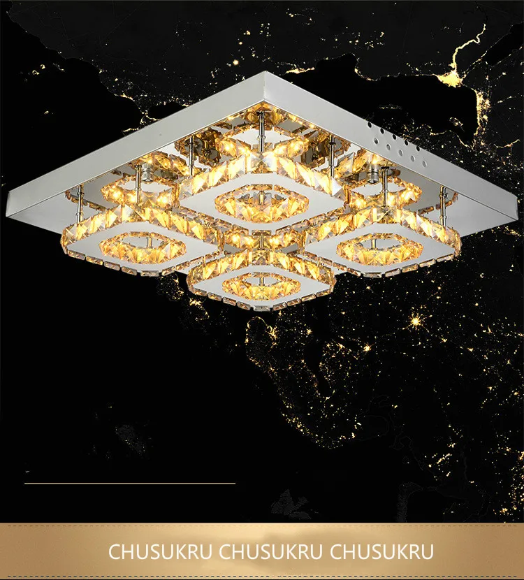 Современный хрустальный светодиодный потолочный светильник, светильник для внутреннего освещения, лампа для поверхностного монтажа, потолочный светильник для спальни