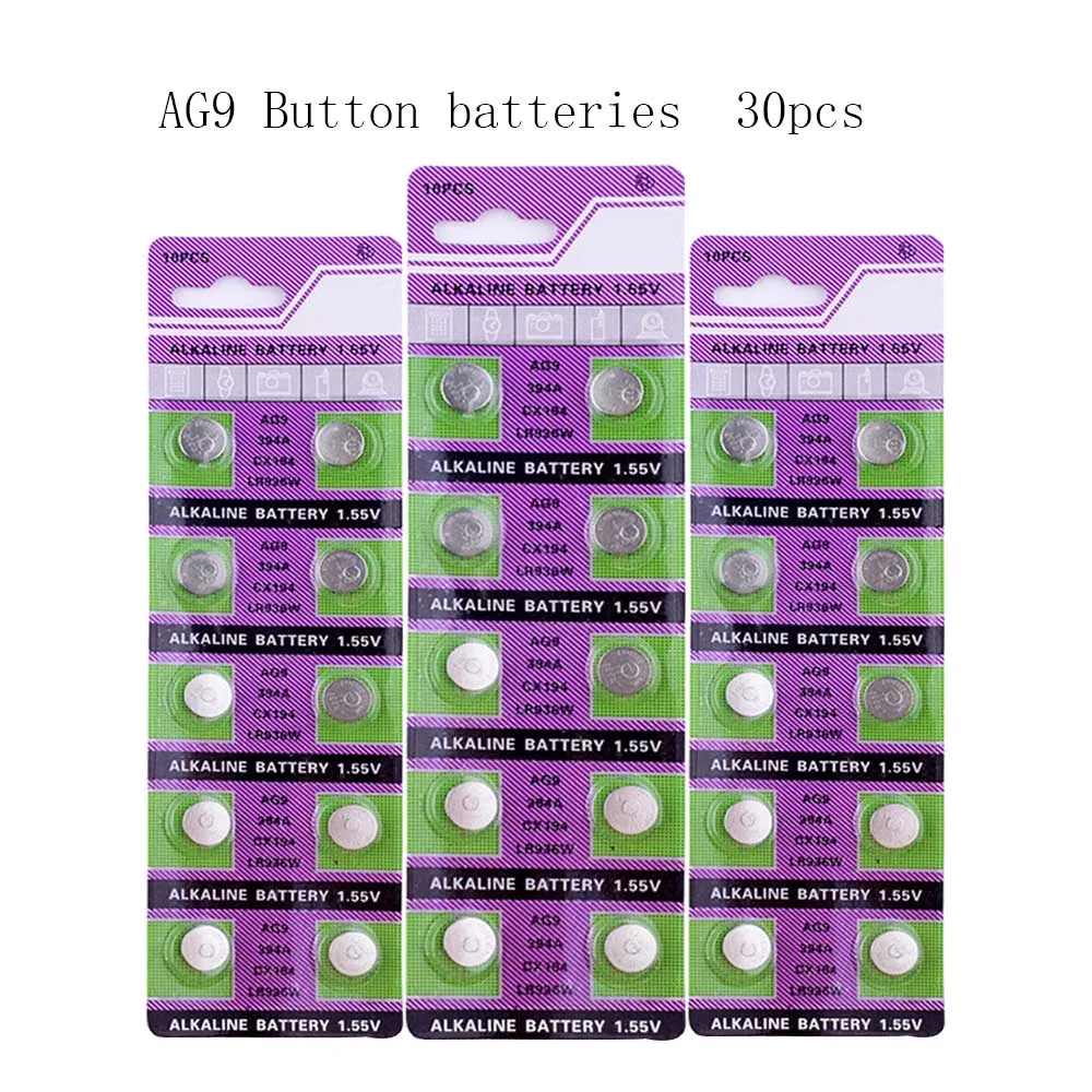 

30pcs / pack 45mAh AG9 SR936SW Watch Battery Coin Battery SR936 936A 194 394 394-1W 280-17 x10 1.55V Button Alkaline Battery