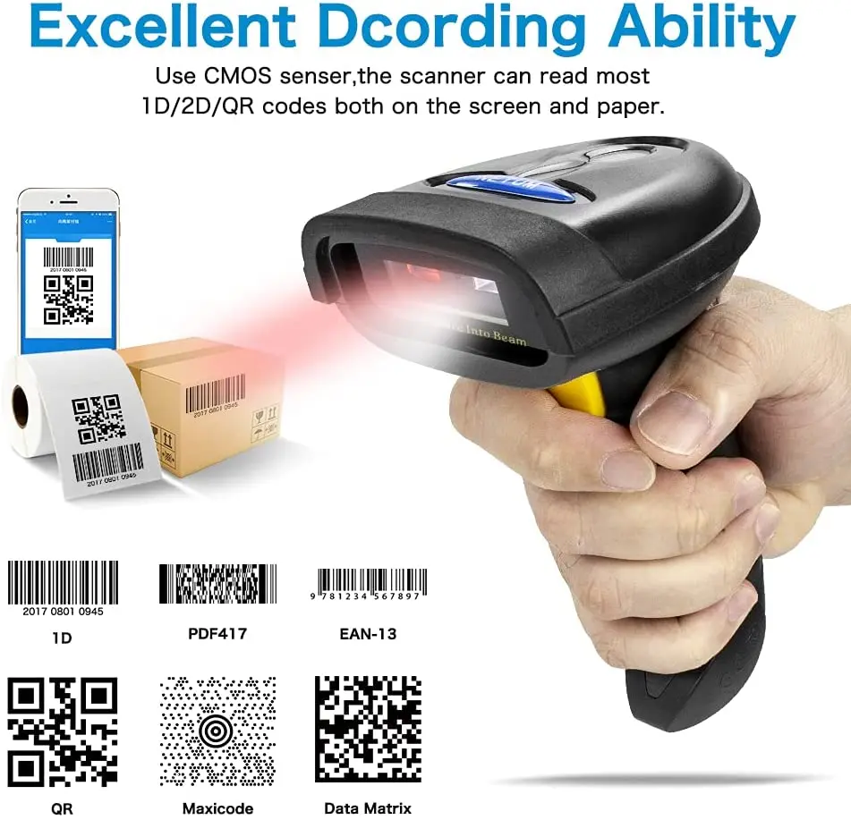 Сканер штрих-кода NETUM портативный беспроводной сканер и Bluetooth 1D/2D QR-кода PDF417 для IOS