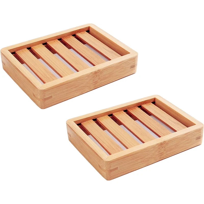 

Soap Holder Bamboo Wood Drying Soap Tray Sink Deck Bathtub Dish Waterfall Design Self Draining Bar Dishes Rustic Sponge Holder