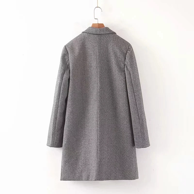 

Pink women woolen blazer jackets 2019 winter ladies elegant wool coats double-breasted long sleeve blazers jacket girls chic