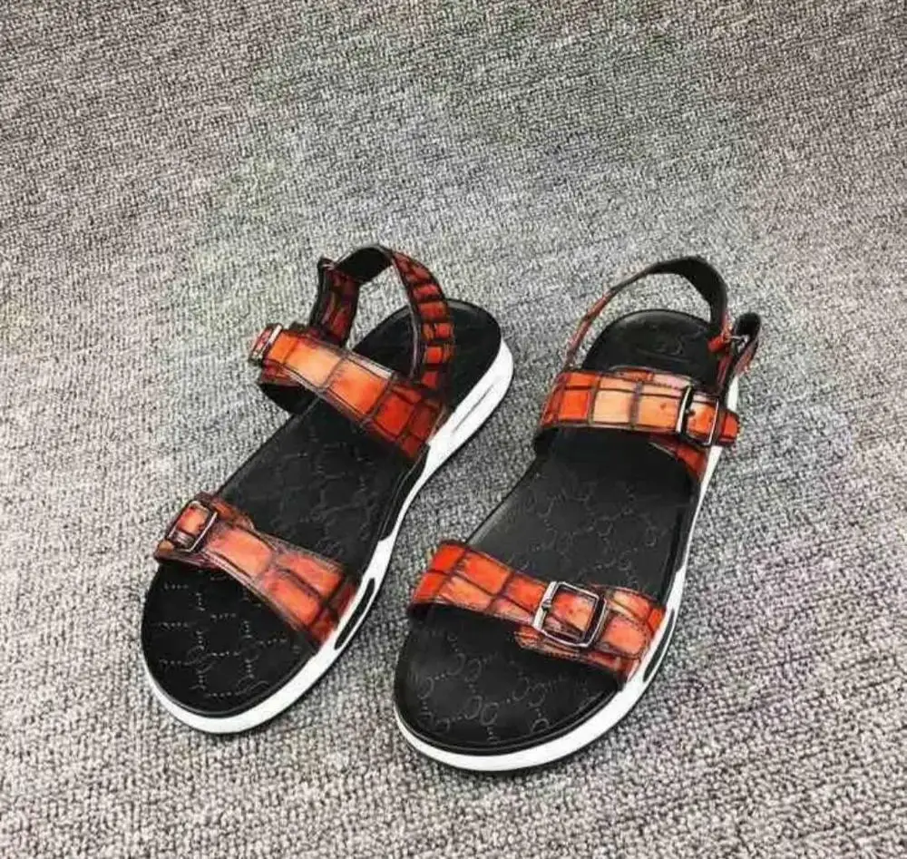 100% натуральная крокодиловая кожа живота летние тапочки однотонные прочные